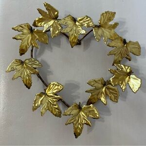 Vintage Brass Leaves Heart Wall Art Wreath
